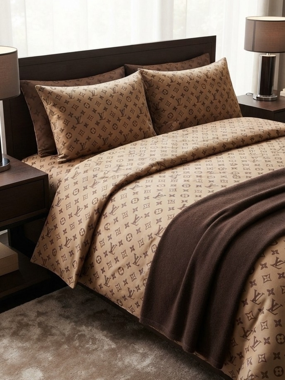Luxury Inspired Monogram Home Bedding Set Bamboo